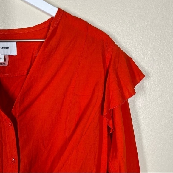 Current Elliot The Asley Button Up Ruffle Shirt Front Knot Size Medium Cotton - Picture 4 of 12